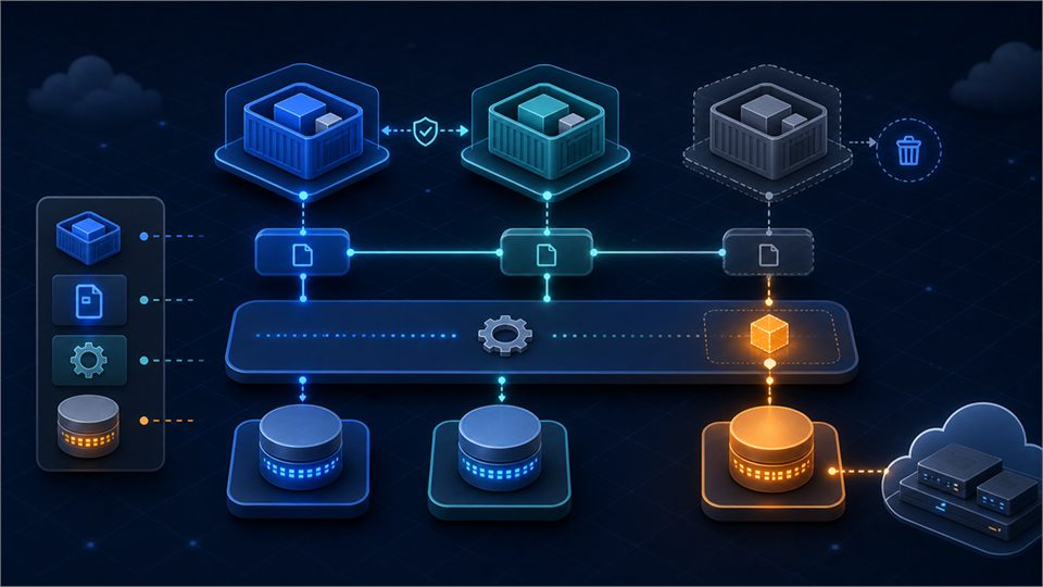 Kubernetes Pod 가 PVC 를 통해 PersistentVolume 과 StorageClass 를 사용하는 구조를 표현한 기술 커버 이미지